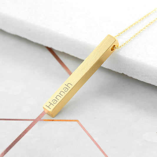 Personalized Matte Vertical Bar Necklace