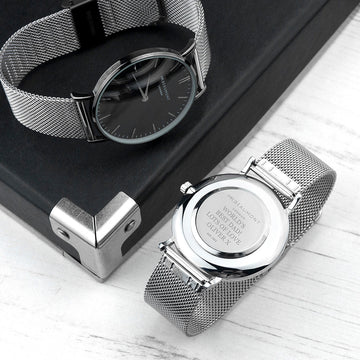 Personalized Men's Watches - Mr Beaumont Men's Metallic Silver Watch With Black Face 