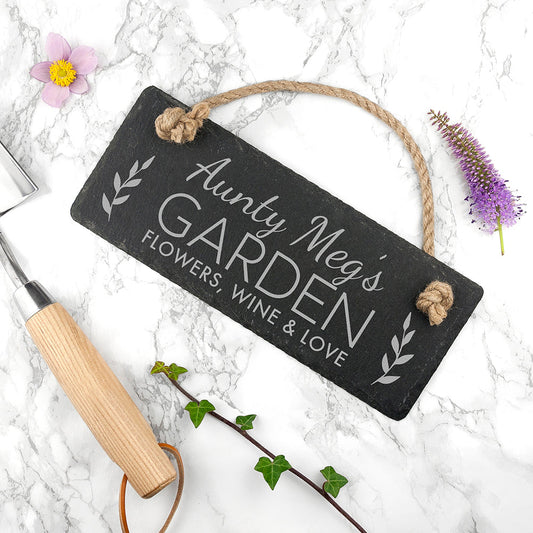 Personalized Our Garden Slate Hanging Sign