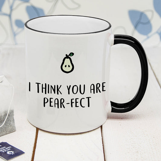 Personalized Pear-Fect Black Rimmed Mug
