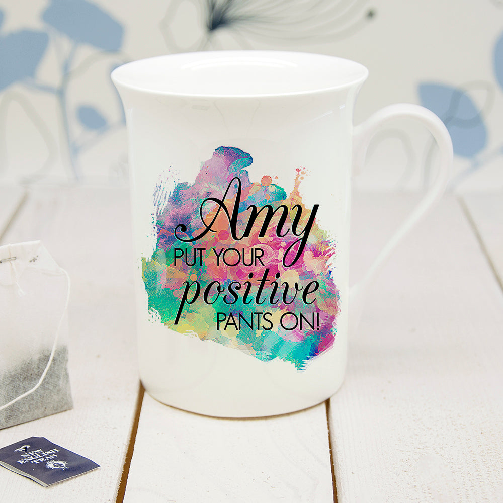 Personalized Positive Pants Bone China Mug - GiftsofaKind