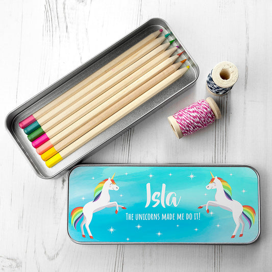 Personalized Rainbow Unicorn Pencil Case