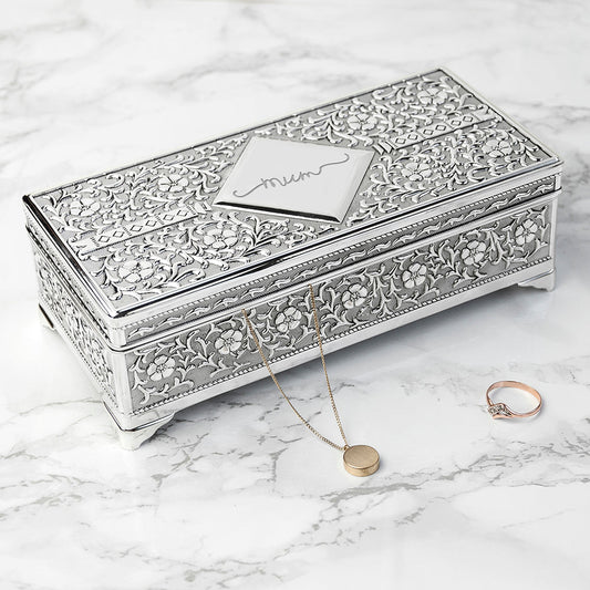 Personalized Silver Trinket Box
