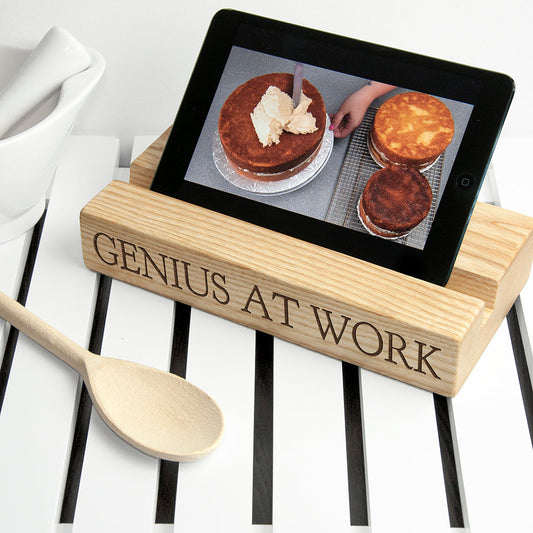 Personalised Oak Single Tablet Holder