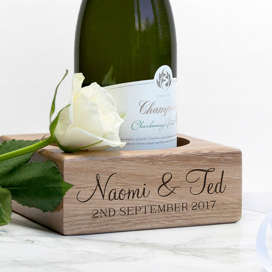 Personalized Solid Oak Champagne Holder