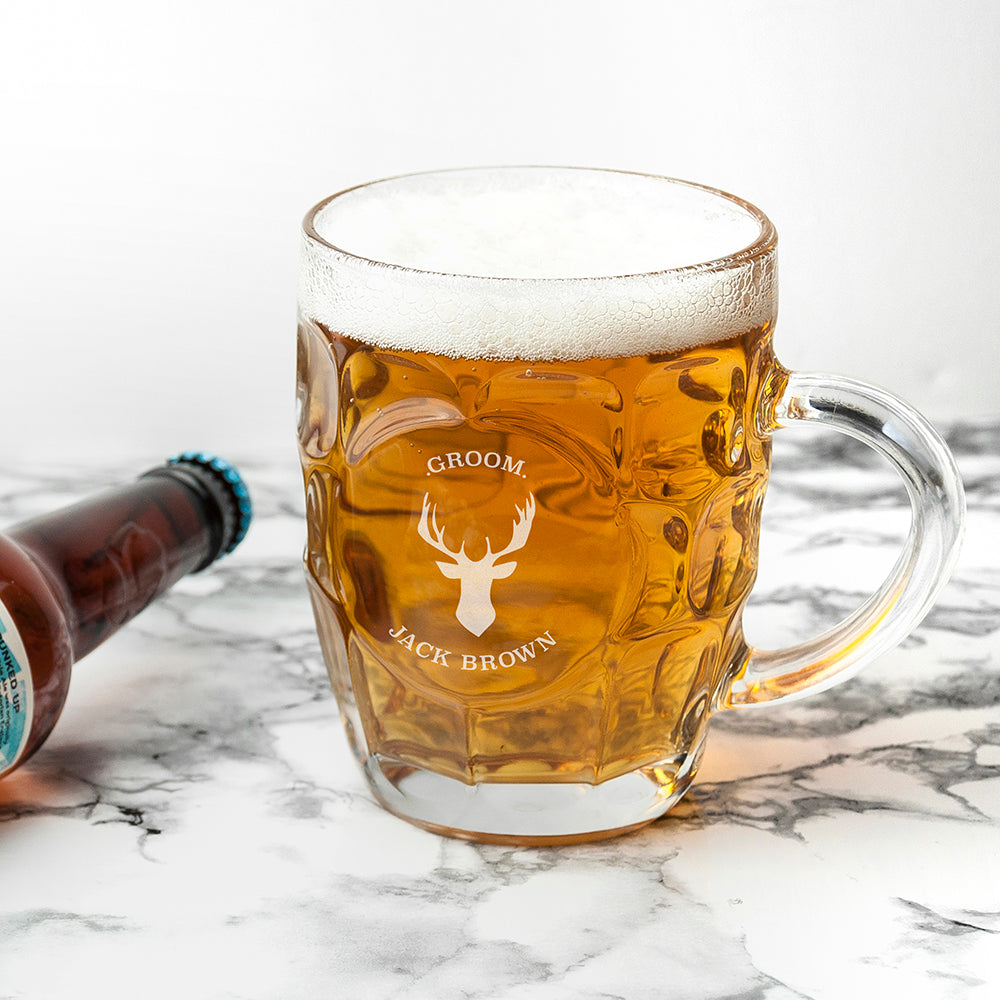 Personalised Stag Dimpled Beer Glass - Lovesakes