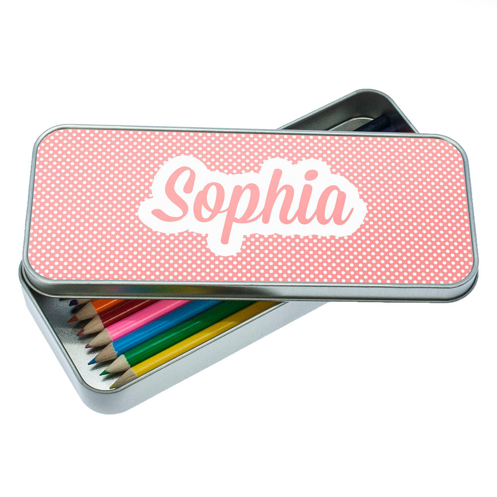 Personalized Pencil Cases - Pink Dots Dotty Designed Pencil Case 