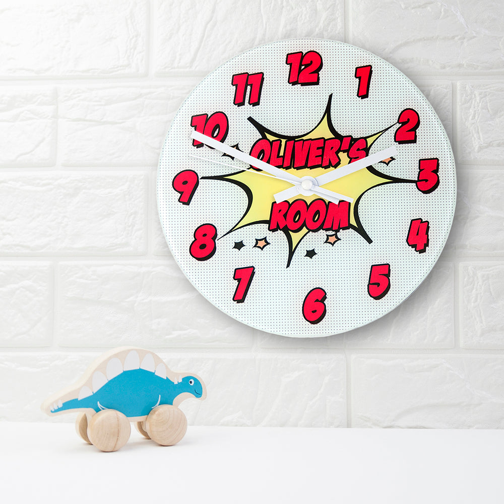 Personalized Clocks - Pow! Personalized Comic Book Glass Wall Clock 