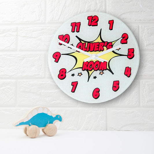 Pow! Personalized Comic Book Glass Wall Clock