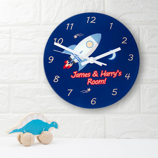 Personalized Space Rocket Wall Clock