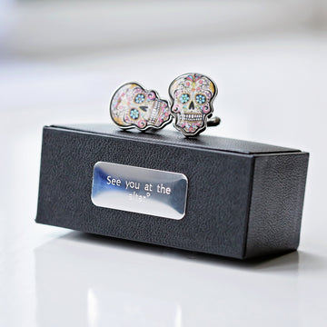 Skull Cufflinks + Engraved Box - GiftsofaKind