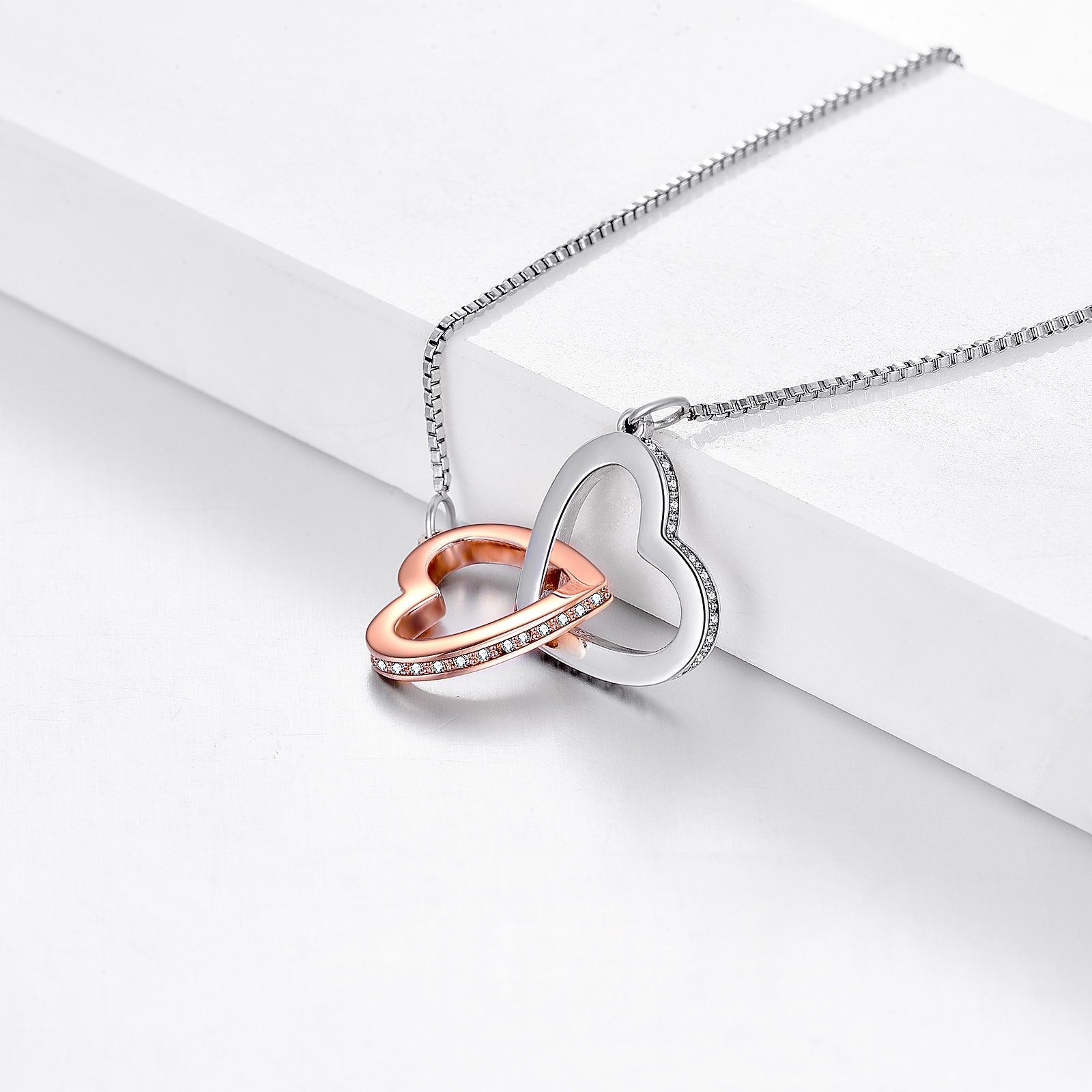 Personalized Necklaces - Grapest Love: Locked Hearts Necklace + Custom Message Display 