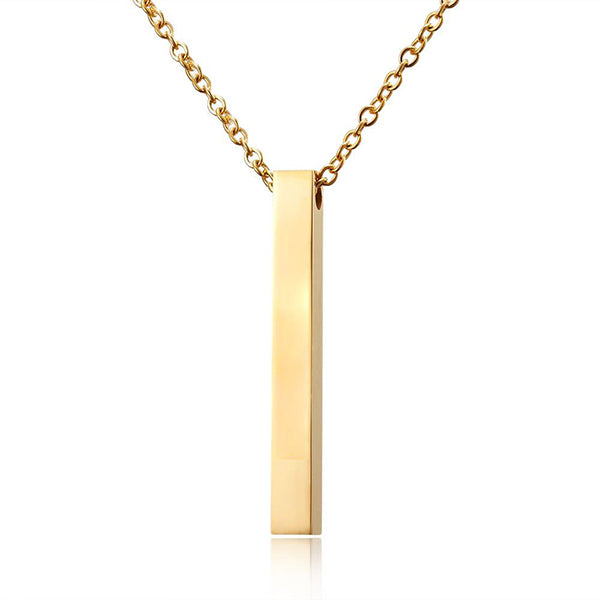 Personalized Necklaces - Vertical Bar Necklace +  Personalized Lumen Glass Display 