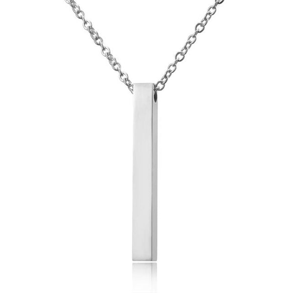 Personalized Necklaces - Sister Gift: Vertical Bar Necklace +  Glass Message Stand 