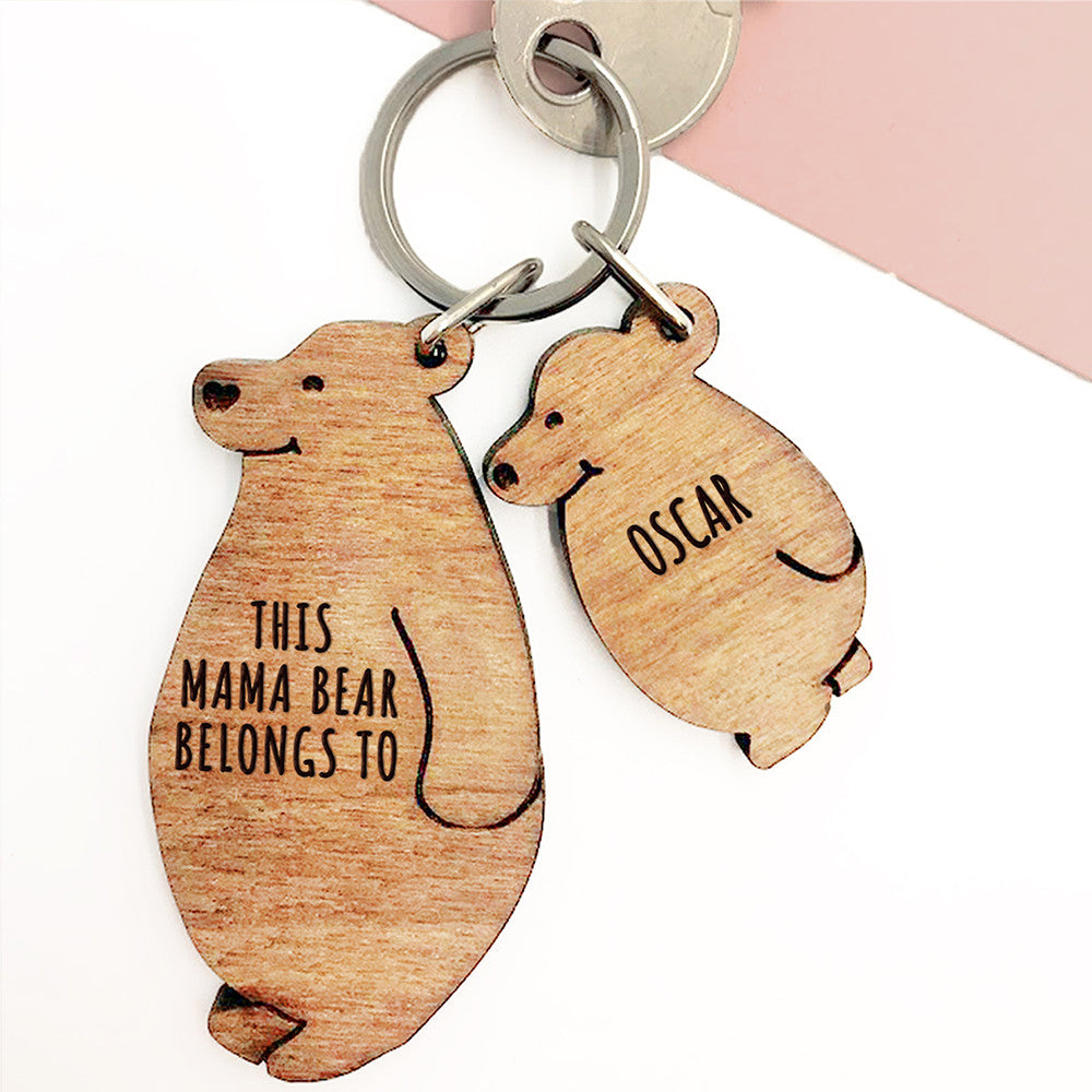 Personalized This Mama Bear Belongs To Keyring Set - GiftsofaKind