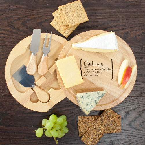 Personalized Wooden Cheese Boards - Personalized Your Own Definition Round Cheese Board with Knives 