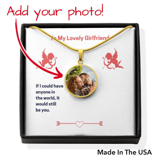 Custom Photo Engraved Necklace + Girlfriend Message Card