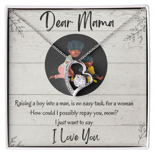 Dear Mama Heart Pendant Necklace + Mom Message Card