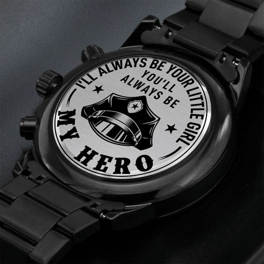 Engraved Black Chronograph Watch