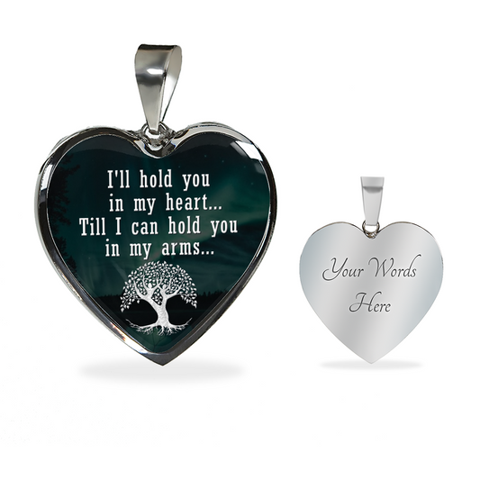 I'll hold you Graphic Heart Pendant Necklace + Custom Engraving