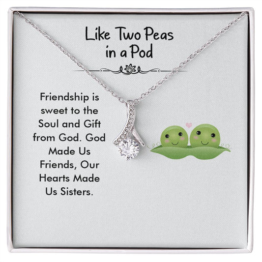 Like Two Peas in a Pod Ribbon Necklace + Freind Card