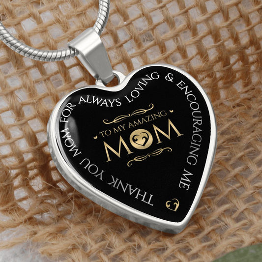 Mom Custom Engraved Graphic Heart Pendant Necklace