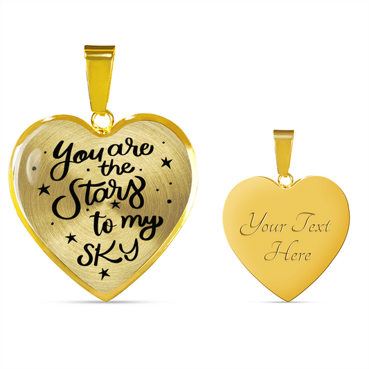 Stars to My Sky Graphic Heart Pendant Necklace + Custom Engraving