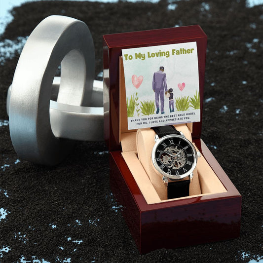 To My Loving Father - Men's Openwork Watch + Message Card