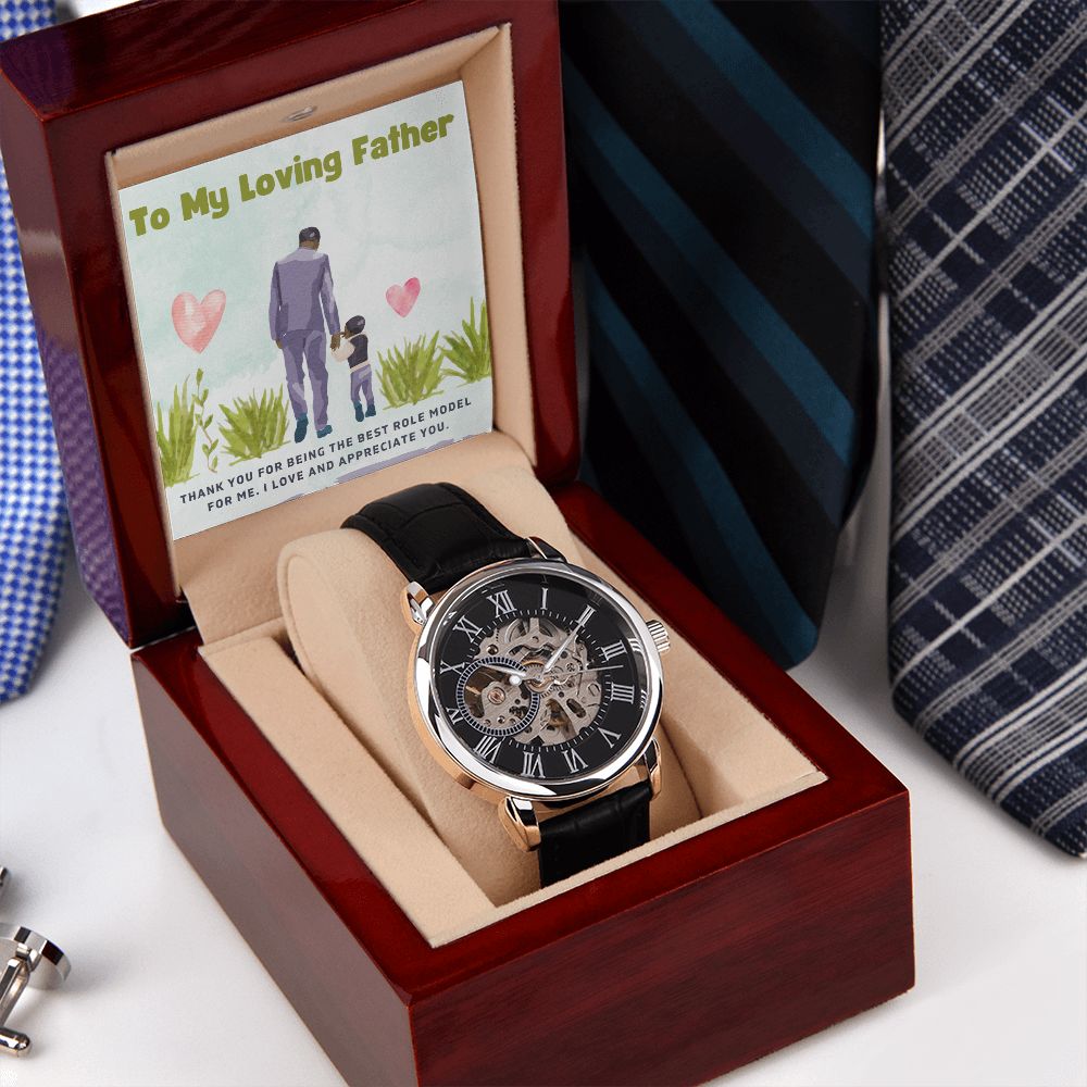 To My Loving Father - Men's Openwork Watch + Message Card | Lovesakes