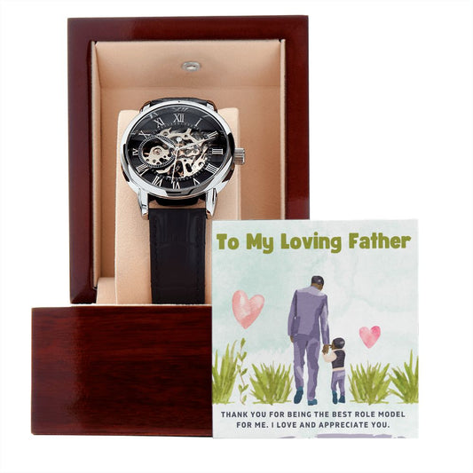 To My Loving Father - Men's Openwork Watch + Message Card