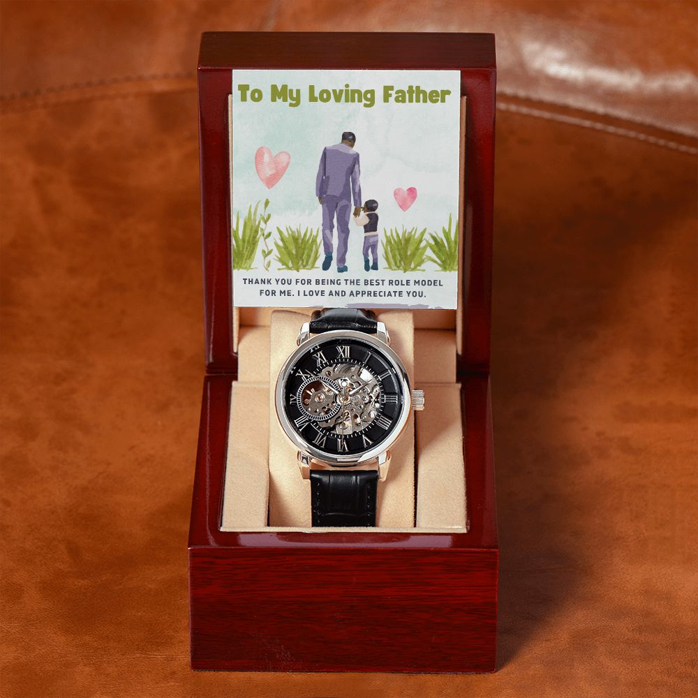 To My Loving Father - Men's Openwork Watch + Message Card | Lovesakes