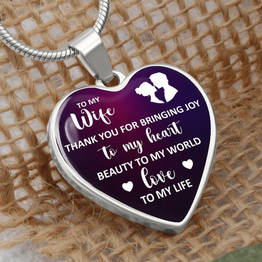 To my wife -Custom Engraved Graphic Heart Pendant Necklace