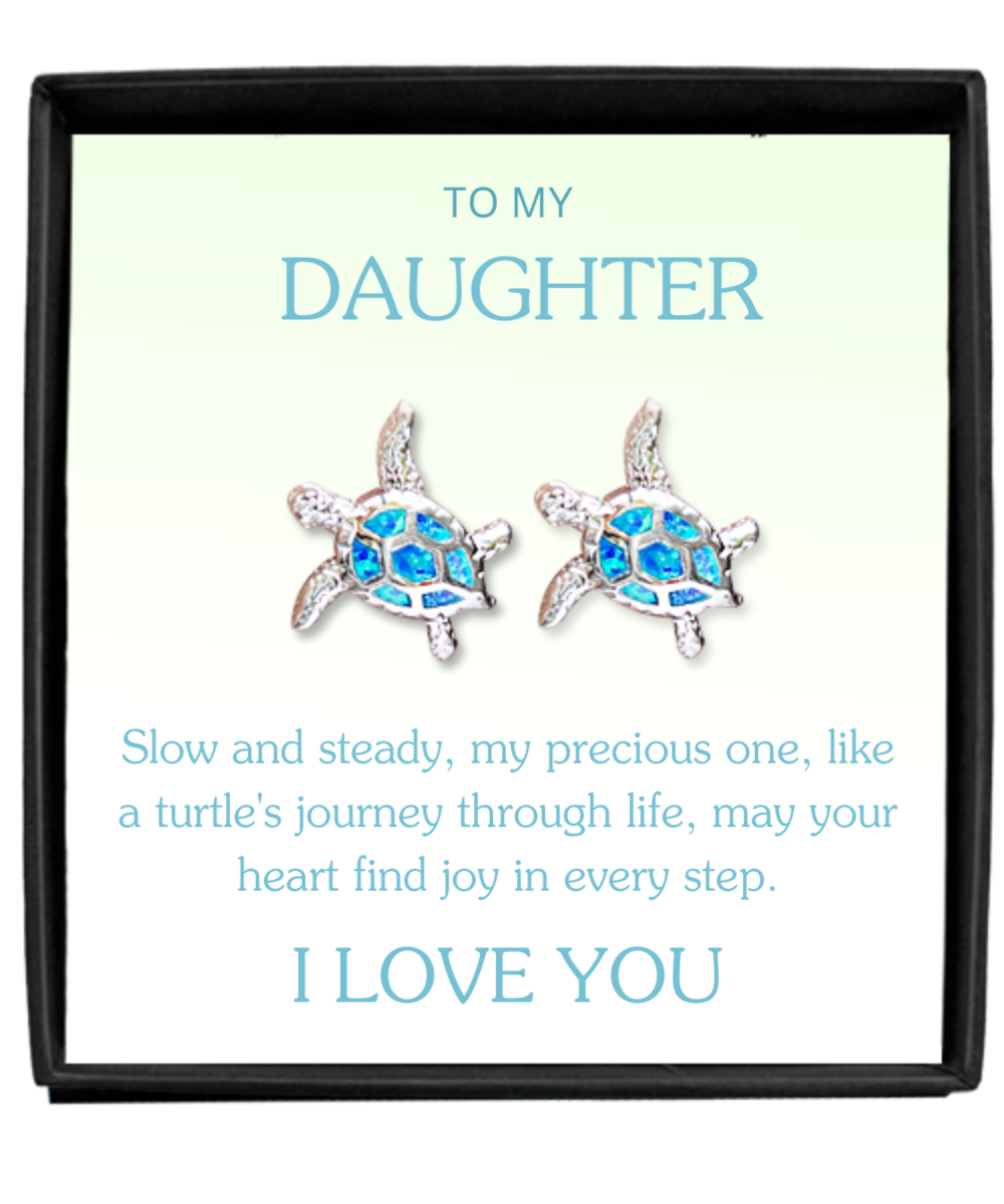Personalized Necklaces + Message Cards - Daughter Gift: Opal Turtle Necklace 