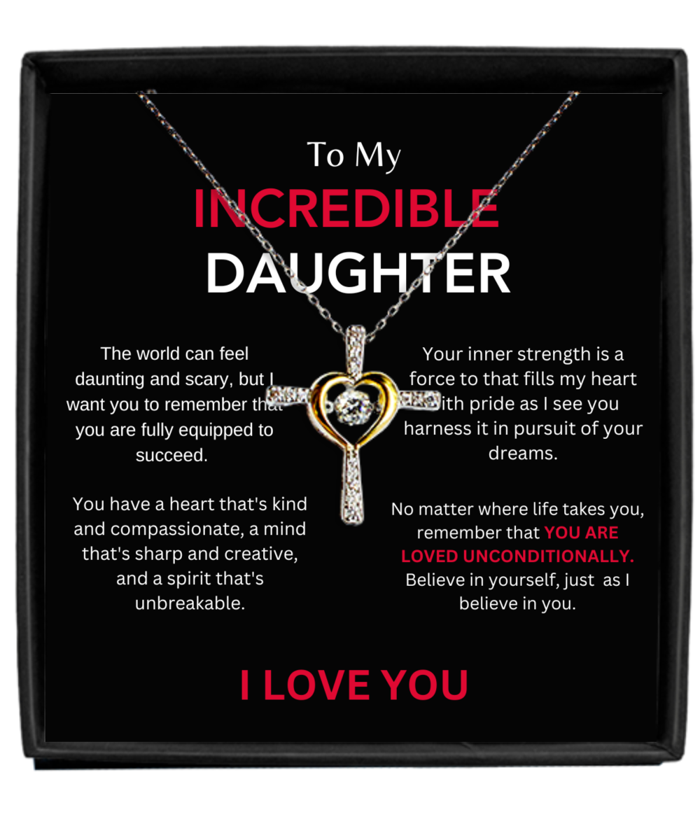 Personalized Necklaces + Message Cards - Daughter Gift: Silver Cross Necklace 