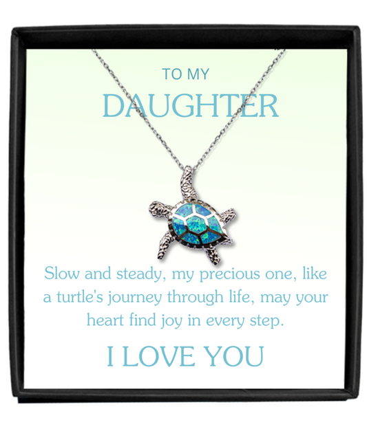 Daughter Gift: Opal Turtle Necklace