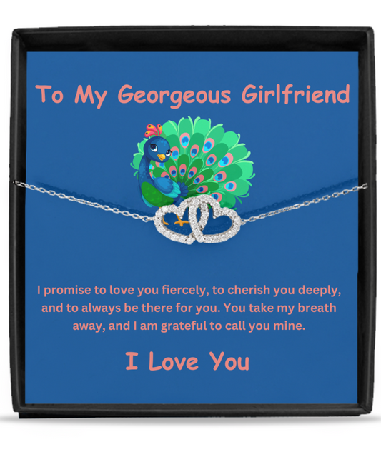 Girlfriend Gift: .925 Silver Inter-locking Hearts Bracelet