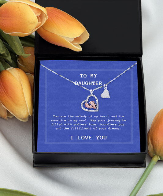 To My Daughter - Baby-feet Heart Necklace