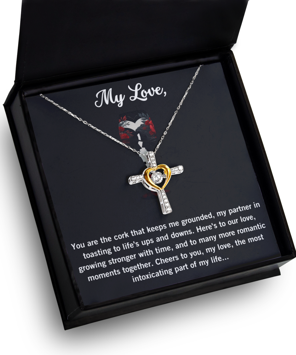 Personalized Necklaces + Message Cards - Silver Cross Necklace + Intoxicating Love Card 