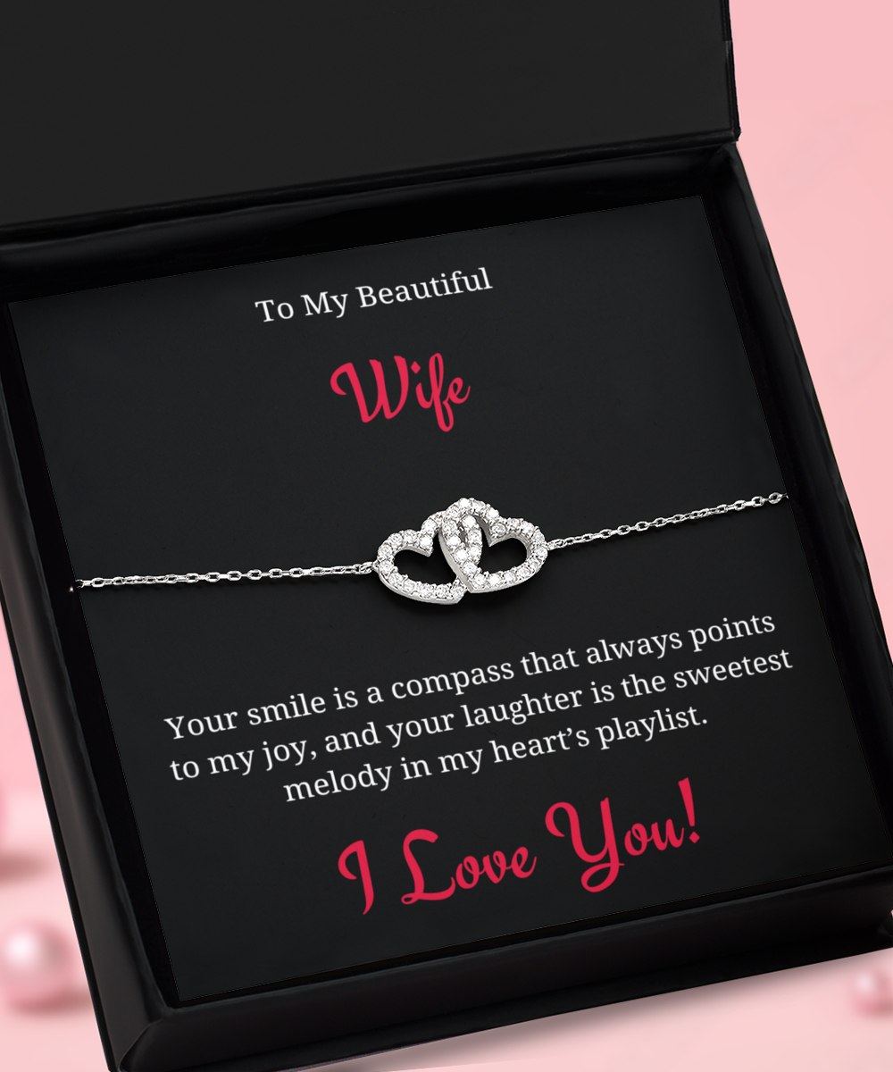 Personalized Bracelets - Interlocking Hearts Bracelet - Your Smile, My Compass 