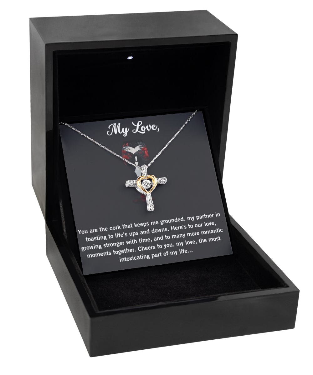 Personalized Necklaces + Message Cards - Silver Cross Necklace + Intoxicating Love Card 