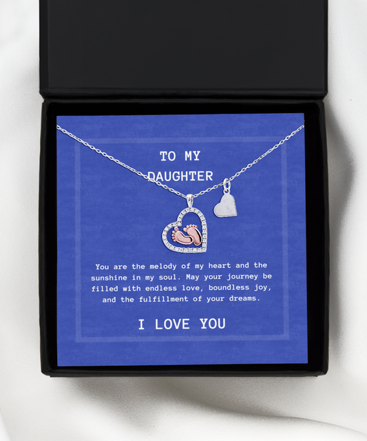 To My Daughter - Baby-feet Heart Necklace