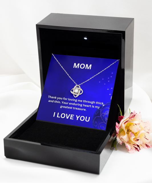 Love Knot Necklace Mom Card (Through Thick & Thin)