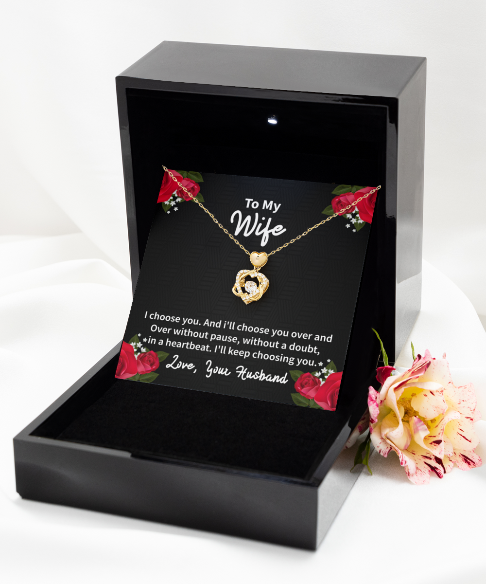 Personalized Necklaces + Message Cards - I Choose You Locked Hearts Necklace 