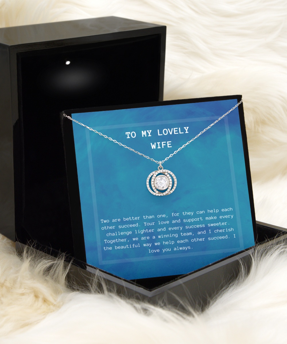Personalized Necklaces - Double Crystal Necklace + Wife Card 