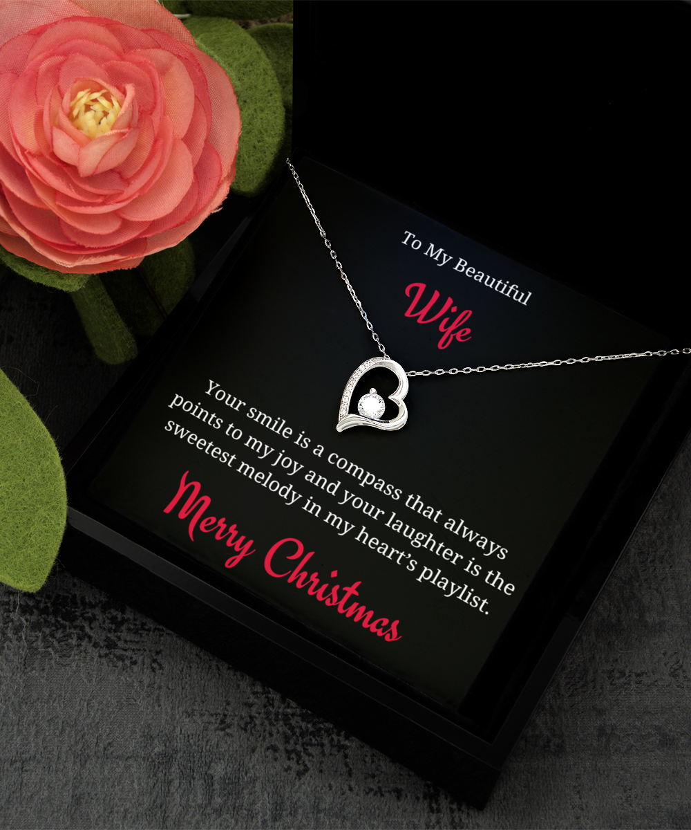 Silver Solitaire Necklace + Wife Xmas Card - Lovesakes