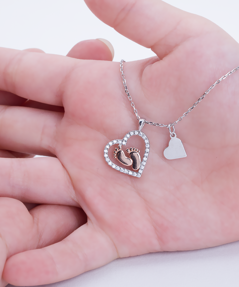 Personalized Necklaces - To My Daughter - Baby-feet Heart Necklace 