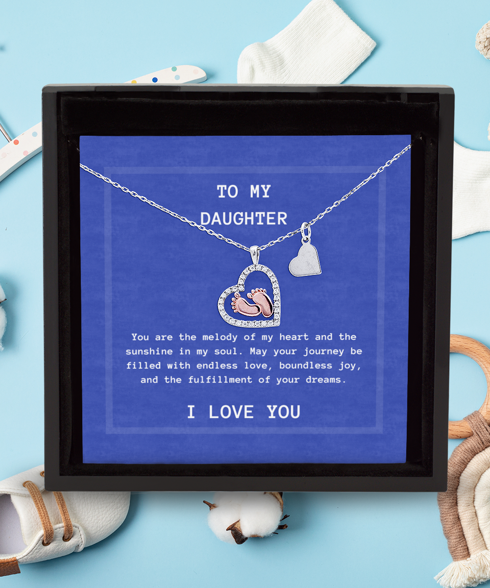 Personalized Necklaces - To My Daughter - Baby-feet Heart Necklace 